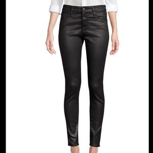 NWT AG The Farrah Skinny Ankle Leather Black Jeans